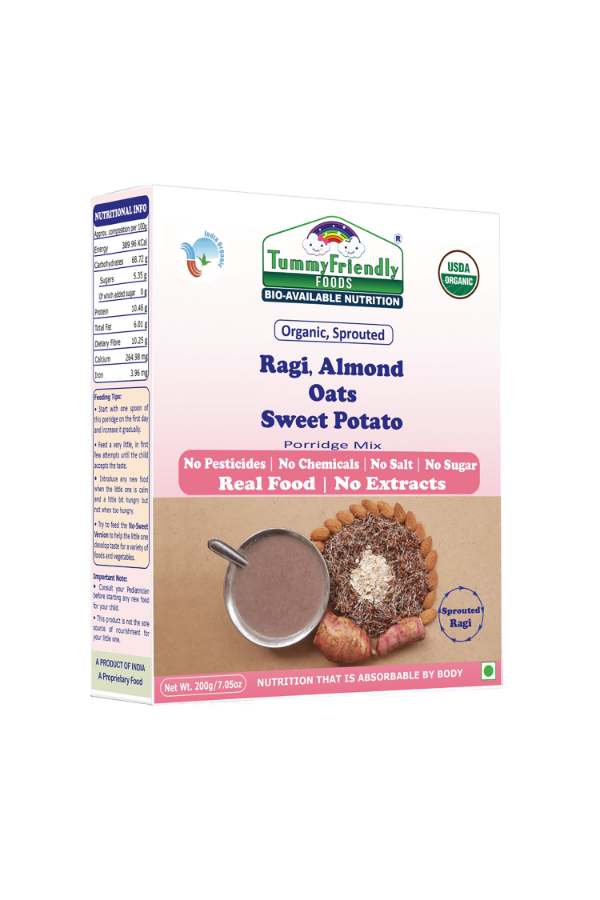 Organic Sprouted Ragi, Almond, Oats, Sweet Potato Porridge Mix